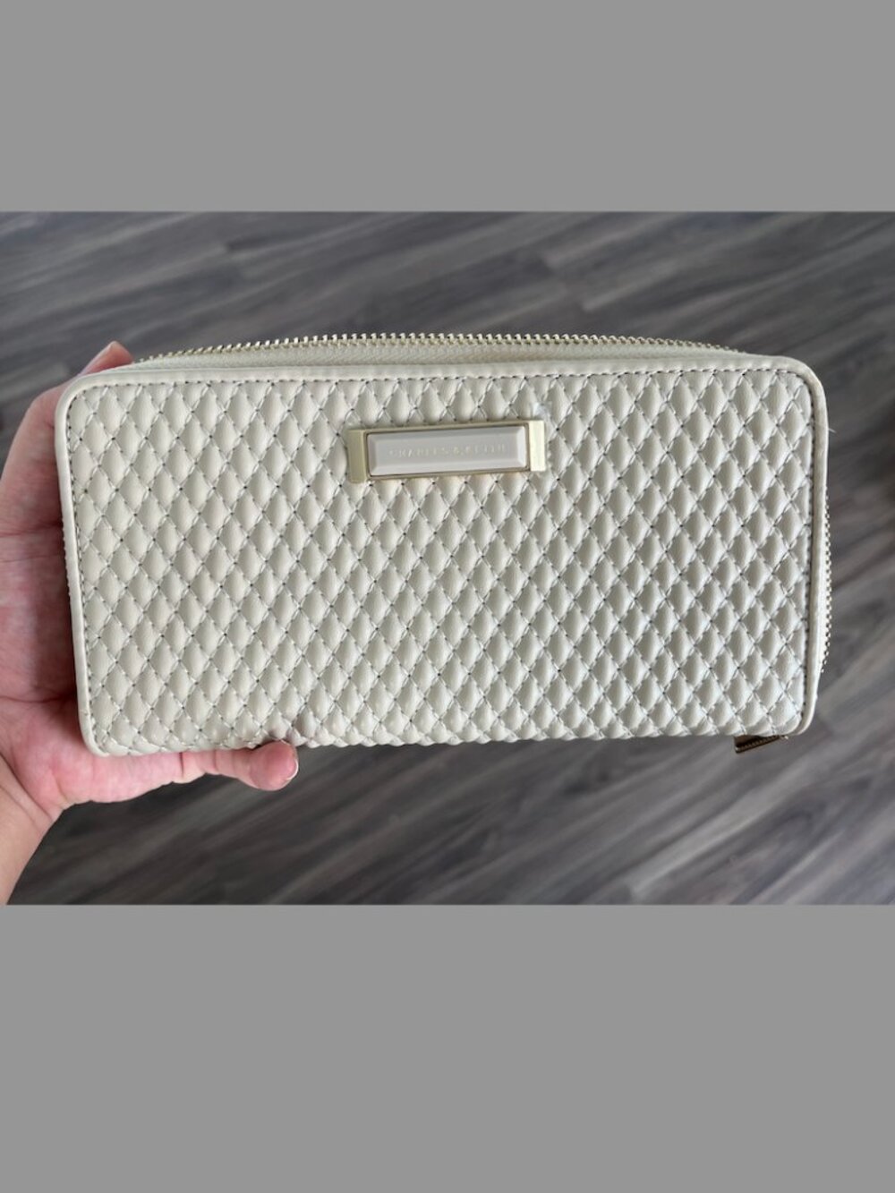 Charles & Keith Quilted Zip-Around Wallet